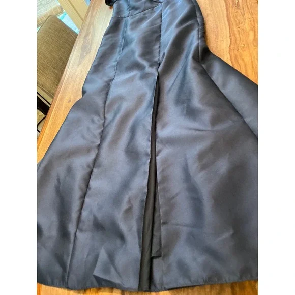 Alfred Sung Navy Midnight Blue Off The Shoulder Satin Gown Size 8 Evening Formal - Picture 12 of 15